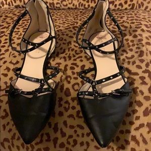 Gothic Goth Winklepicker Strappy Pointy Flats 9/10